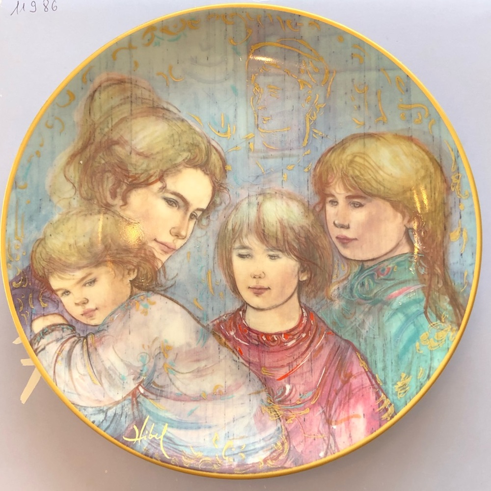 Hibel Collectors plate. Title: Leah’s Family Series: The World I Love